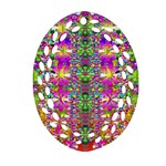 Flower Wall With Wonderful Colors And Bloom Oval Filigree Ornament (Two Sides) Back