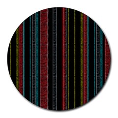 Multicolored Dark Stripes Pattern Round Mousepads by dflcprints