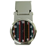 Multicolored Dark Stripes Pattern Money Clip Watches Front