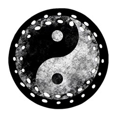 Grunge Yin Yang Ornament (round Filigree) by Valentinaart