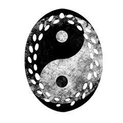 Grunge Yin Yang Oval Filigree Ornament (two Sides) by Valentinaart