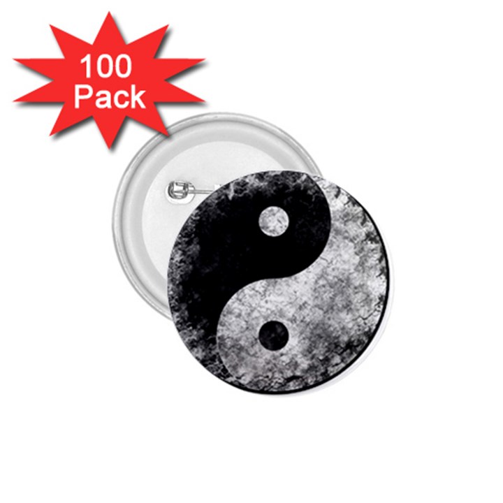Grunge Yin Yang 1.75  Buttons (100 pack) 