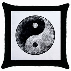 Grunge Yin Yang Throw Pillow Case (black) by Valentinaart