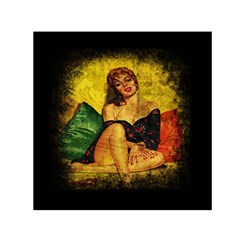 Pin Up Girl  Small Satin Scarf (square) by Valentinaart