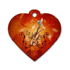 Violin With Violin Bow And Dove Dog Tag Heart (one Side) by FantasyWorld7