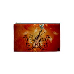 Violin With Violin Bow And Dove Cosmetic Bag (small)  by FantasyWorld7