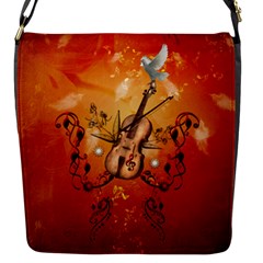 Violin With Violin Bow And Dove Flap Messenger Bag (s) by FantasyWorld7