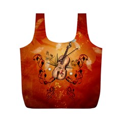 Violin With Violin Bow And Dove Full Print Recycle Bags (m)  by FantasyWorld7