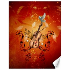 Violin With Violin Bow And Dove Canvas 12  X 16   by FantasyWorld7