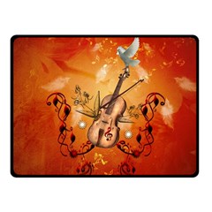 Violin With Violin Bow And Dove Fleece Blanket (small) by FantasyWorld7