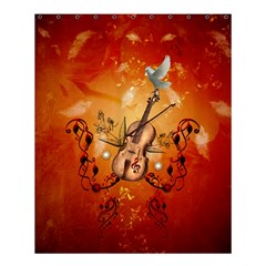 Violin With Violin Bow And Dove Shower Curtain 60  X 72  (medium)  by FantasyWorld7