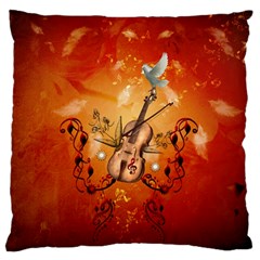 Violin With Violin Bow And Dove Standard Flano Cushion Case (one Side) by FantasyWorld7