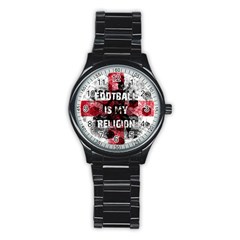 Football Is My Religion Stainless Steel Round Watch by Valentinaart