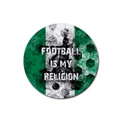 Football Is My Religion Rubber Round Coaster (4 Pack)  by Valentinaart