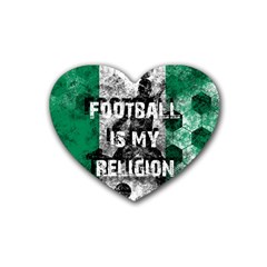 Football Is My Religion Rubber Coaster (heart)  by Valentinaart