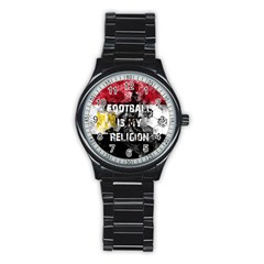 Football Is My Religion Stainless Steel Round Watch by Valentinaart