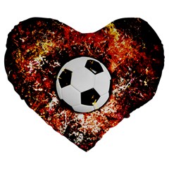 Football  Large 19  Premium Flano Heart Shape Cushions by Valentinaart