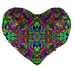 Colorful-15 Large 19  Premium Flano Heart Shape Cushions by ArtworkByPatrick