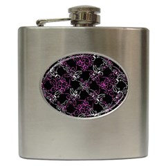 Dark Intersecting Lace Pattern Hip Flask (6 Oz) by dflcprints