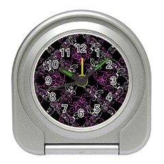 Dark Intersecting Lace Pattern Travel Alarm Clocks by dflcprints