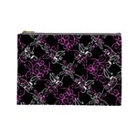 Dark Intersecting Lace Pattern Cosmetic Bag (Large)  Front