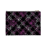 Dark Intersecting Lace Pattern Cosmetic Bag (Large)  Back