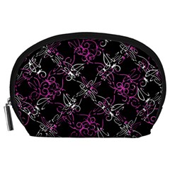 Dark Intersecting Lace Pattern Accessory Pouches (large)  by dflcprints