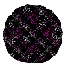 Dark Intersecting Lace Pattern Large 18  Premium Flano Round Cushions by dflcprints