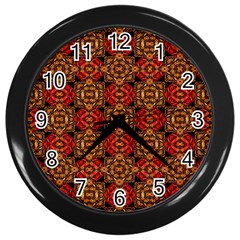 Colorful Ornate Pattern Design Wall Clocks (black) by dflcprints