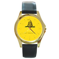 Gadsden Flag Don t Tread On Me Round Gold Metal Watch