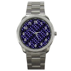 Dark Galaxy Stripes Pattern Sport Metal Watch by dflcprints