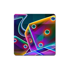 3d Cube Dice Neon Square Magnet by Sapixe