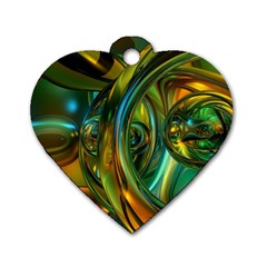 3d Transparent Glass Shapes Mixture Of Dark Yellow Green Glass Mixture Artistic Glassworks Dog Tag Heart (two Sides) by Sapixe