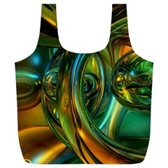 3d Transparent Glass Shapes Mixture Of Dark Yellow Green Glass Mixture Artistic Glassworks Full Print Recycle Bags (l) 