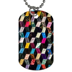 Abstract Multicolor Cubes 3d Quilt Fabric Dog Tag (Two Sides)