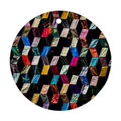 Abstract Multicolor Cubes 3d Quilt Fabric Round Ornament (Two Sides)