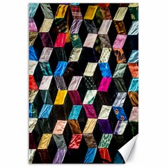 Abstract Multicolor Cubes 3d Quilt Fabric Canvas 12  x 18  