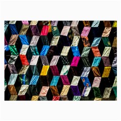 Abstract Multicolor Cubes 3d Quilt Fabric Large Glasses Cloth