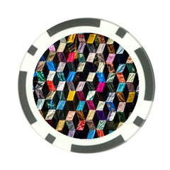 Abstract Multicolor Cubes 3d Quilt Fabric Poker Chip Card Guard