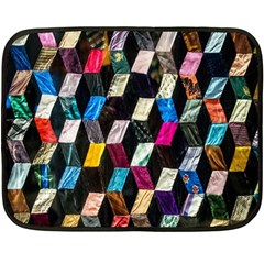 Abstract Multicolor Cubes 3d Quilt Fabric Double Sided Fleece Blanket (Mini) 