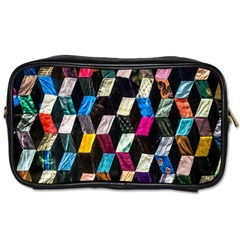 Abstract Multicolor Cubes 3d Quilt Fabric Toiletries Bags 2-Side