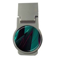 Abstract Green Purple Money Clips (round)  by Sapixe