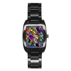 Abstract Digital Art Stainless Steel Barrel Watch by Sapixe