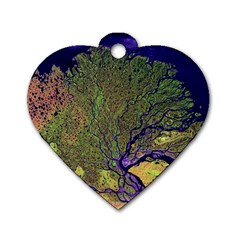 Lena River Delta A Photo Of A Colorful River Delta Taken From A Satellite Dog Tag Heart (one Side) by Simbadda