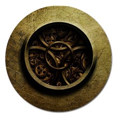 Abstract Steampunk Textures Golden Magnet 5  (round) by Sapixe