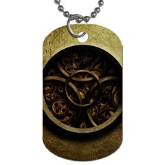 Abstract Steampunk Textures Golden Dog Tag (two Sides) by Sapixe