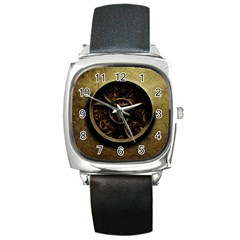 Abstract Steampunk Textures Golden Square Metal Watch by Sapixe