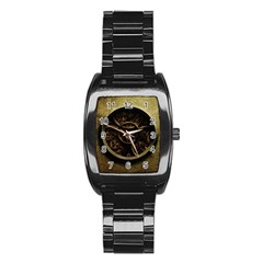 Abstract Steampunk Textures Golden Stainless Steel Barrel Watch by Sapixe