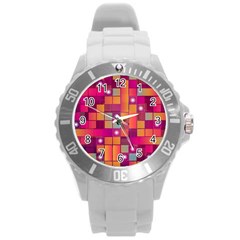 Abstract Background Colorful Round Plastic Sport Watch (l)