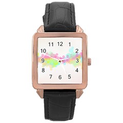 Abstract Color Pattern Colorful Rose Gold Leather Watch 